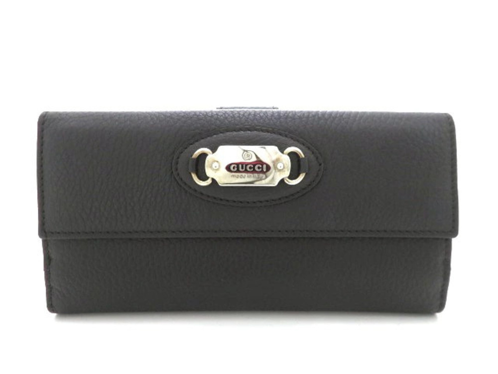 Gucci W hook long wallet Leather Dark Brown